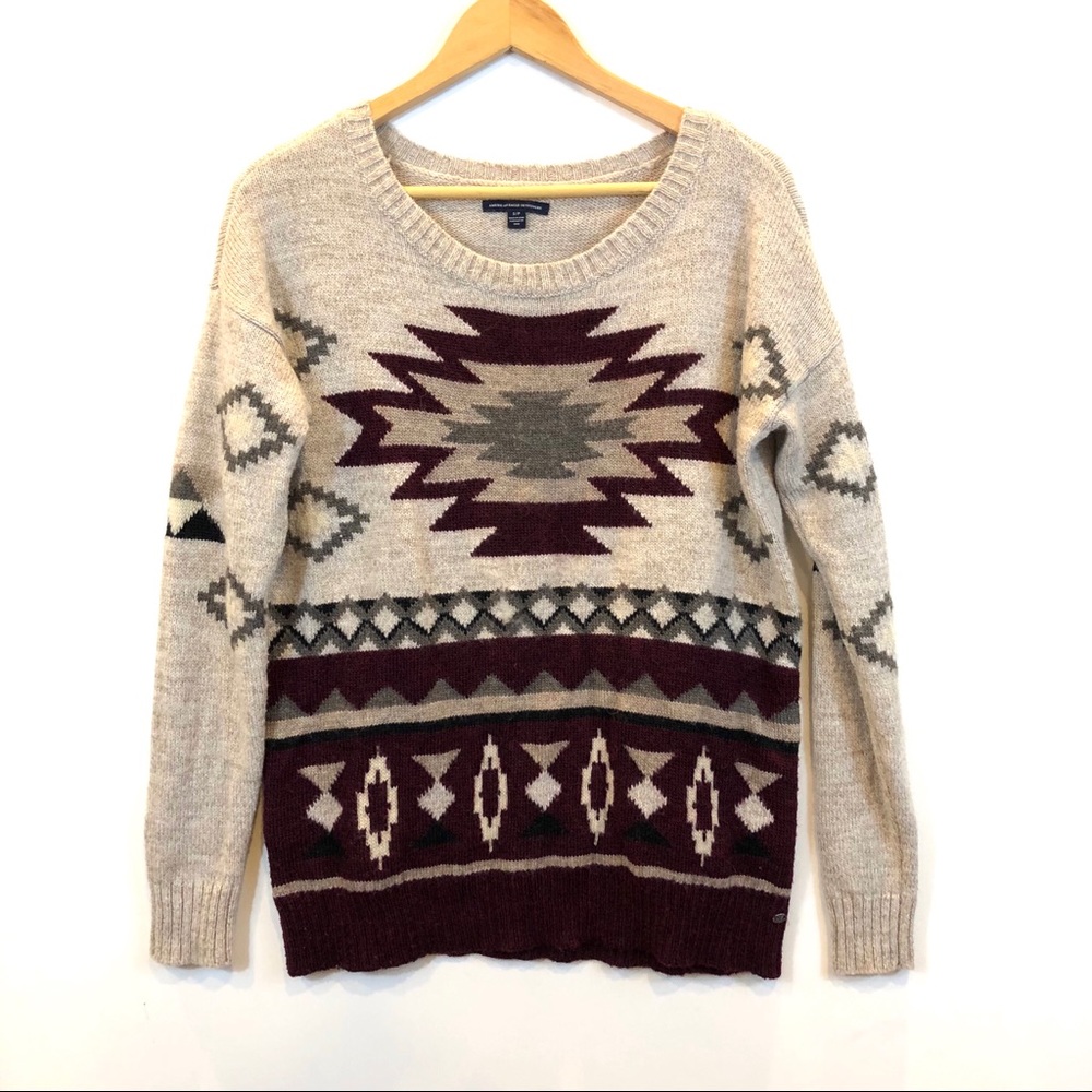 American Eagle | Aztec Print Oversized Sweater